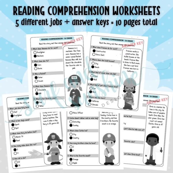 1st grade reading comprehension worksheets printable