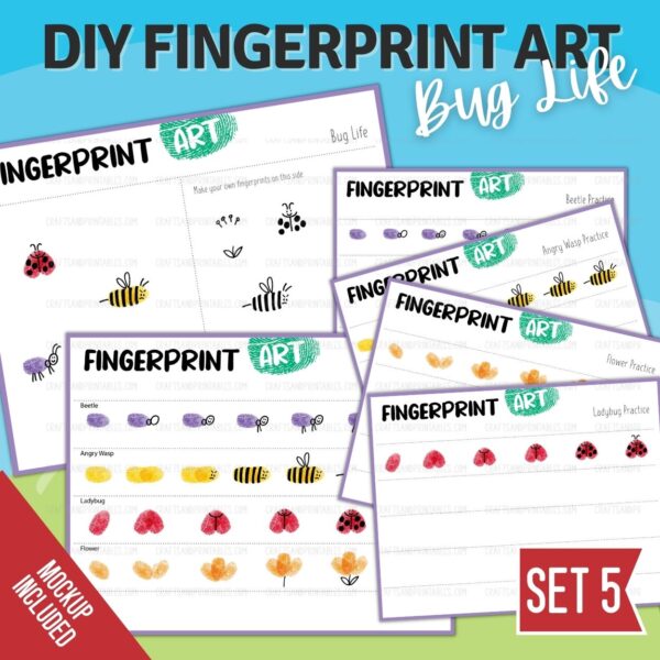 Bug Life Fingerprint Art Instructional Printables Set 5