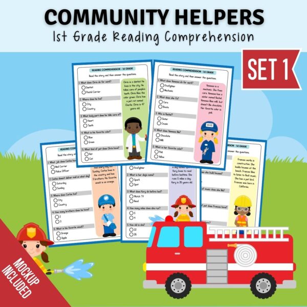 Comprehension Worksheets 1st Grade Community Helpers Set 1