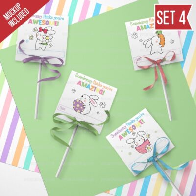 Easter Bunny Lollipop Covers Set 4