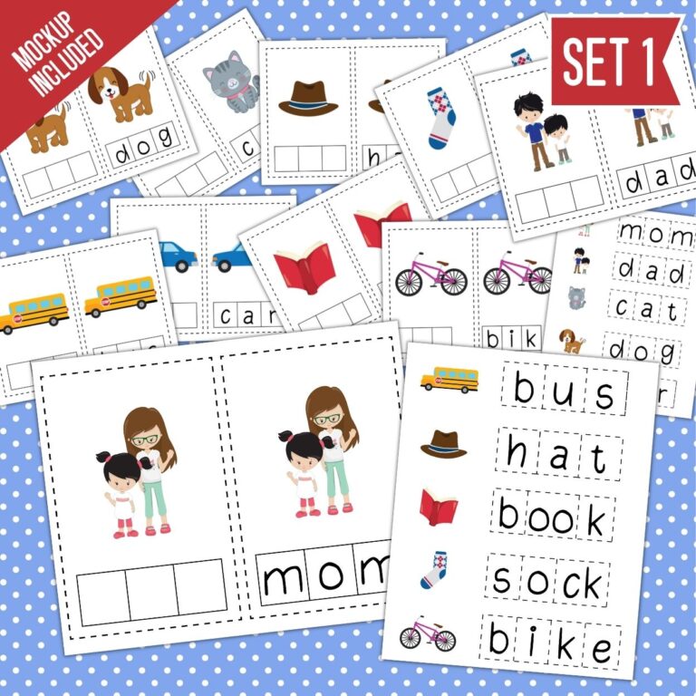 Elkonin Boxes / CVC Words Worksheets Set 1 » Surf And Sunshine Designs