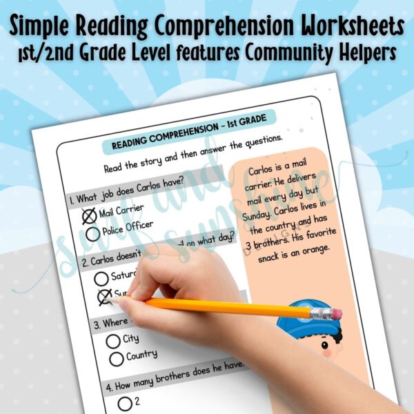 1st grade reading comprehension worksheets printable