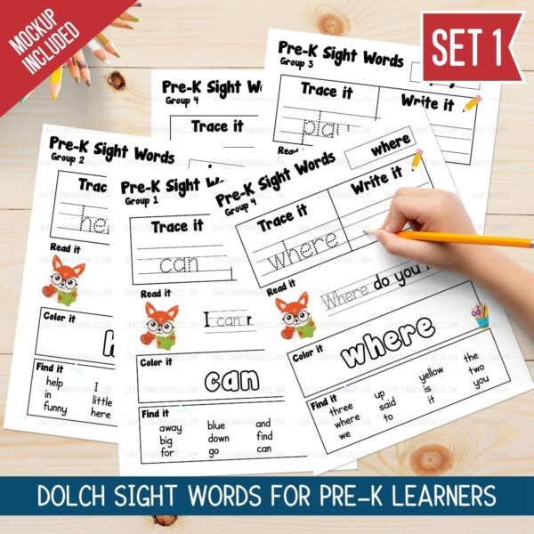 PreK Dolch Sight Words Pintables