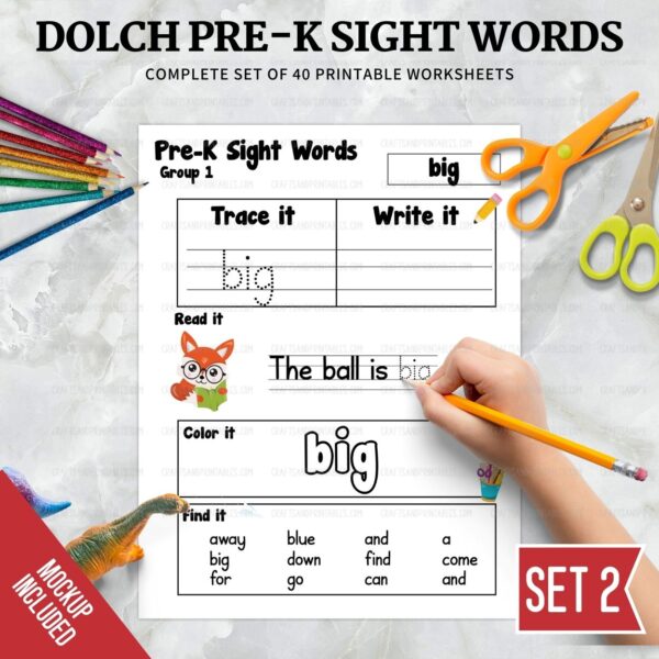 PreK Dolch Sight Words Pintables