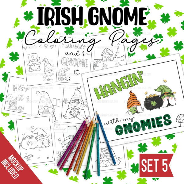 St. Patrick's Day Gnome Coloring Pages Set 5