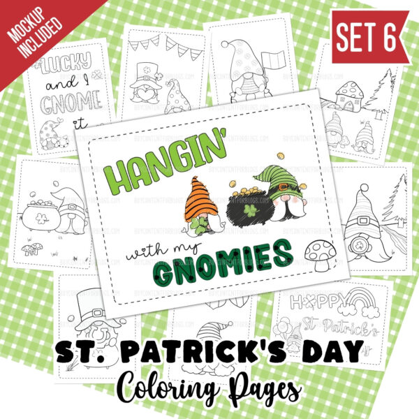 St. Patrick's Day Gnome Coloring Pages Set 6