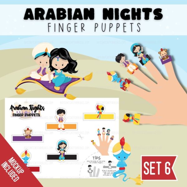 Arabian Nights Finger Puppets Set 6 - Surf and Sunshine Designs