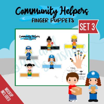 Community Helpers Girl Power Finger Puppets Set 3 - Surf and Sunshine Designs