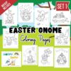 Easter Gnome Coloring Pages Set 1
