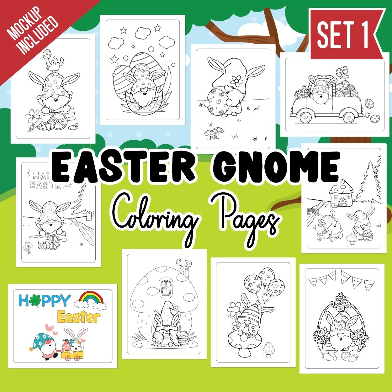 Easter Gnome Coloring Pages Set 1 » Surf And Sunshine Designs