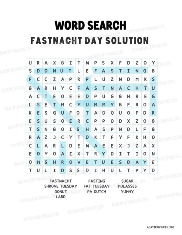 Fastnacht Word Search Printable 2