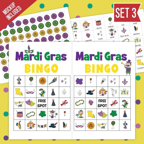 Mardi Gras Bingo Game Printable 3