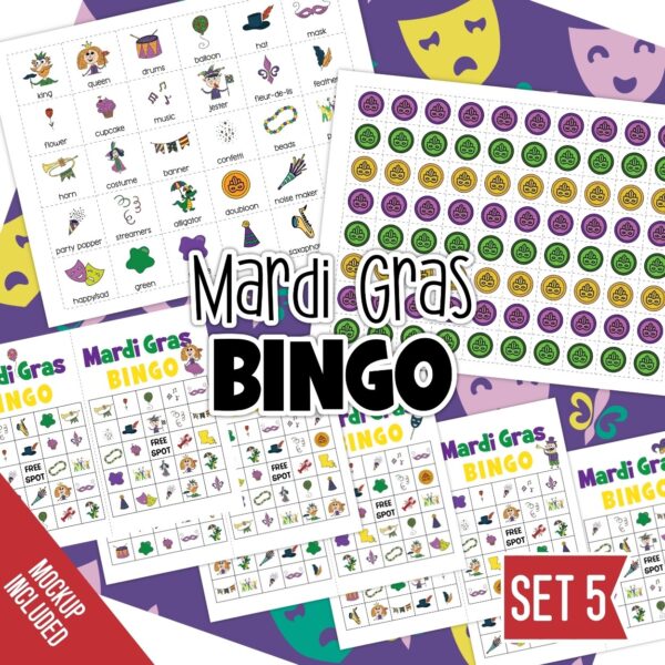 Mardi Gras Bingo Game Printable 5