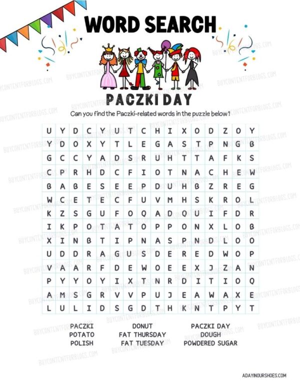 Paczki Word Search Printable