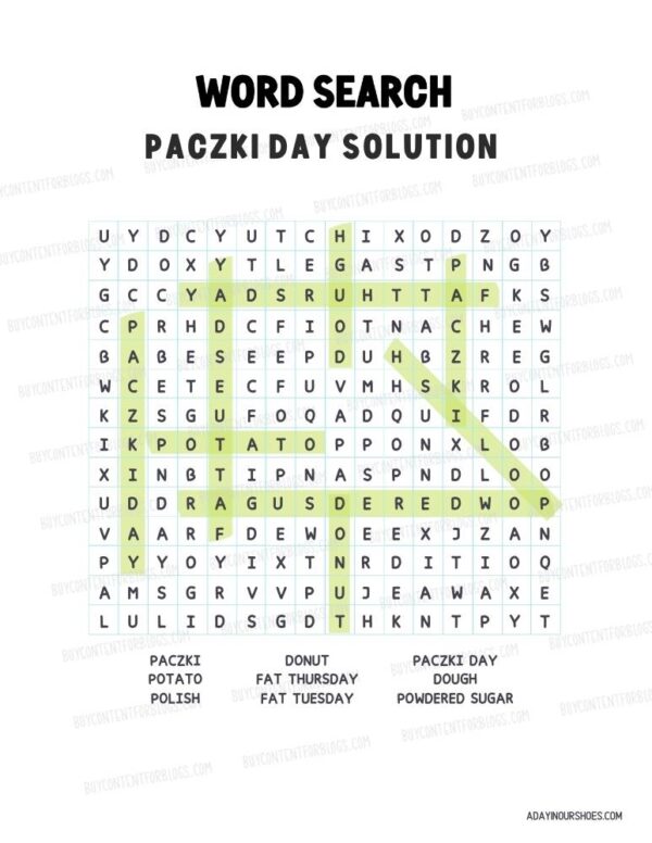 Paczki Word Search Printable 2