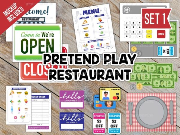 Pretend Play Restaurant Set - Pretend Play Restaurant Set - Surf and Sunshine Designs