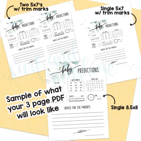 Baby Predictions and Advice – Baby Shower Game Printable Set 1 (Copy) - Surf and Sunshine Designs