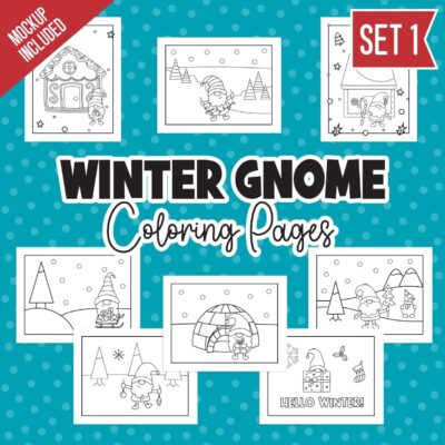 Winter Gnomes Coloring Pages Set 6 - Surf and Sunshine Designs