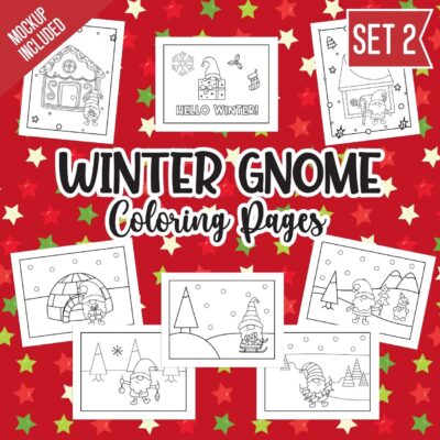 Winter Gnomes Coloring Pages Set 6 - Surf and Sunshine Designs