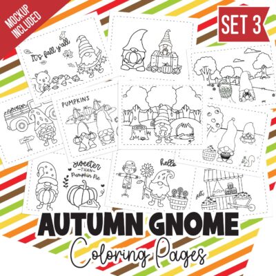 Autumn Gnomes Coloring Pages Set 1 - Surf and Sunshine Designs