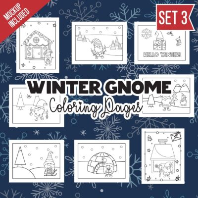 Winter Gnomes Coloring Pages Set 6 - Surf and Sunshine Designs