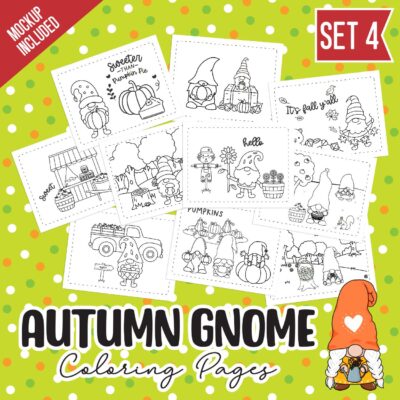 Autumn Gnomes Coloring Pages Set 1 - Surf and Sunshine Designs