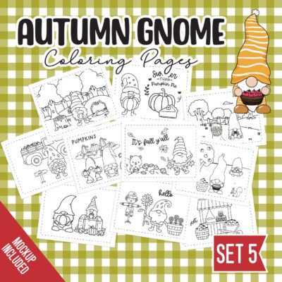 Autumn Gnomes Coloring Pages Set 1 - Surf and Sunshine Designs