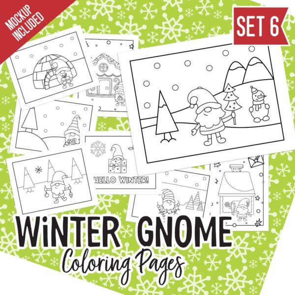 Winter Gnomes Coloring Pages Set 6 - Surf and Sunshine Designs