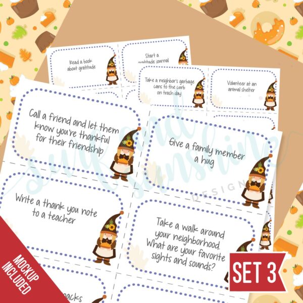 Fall Gnome Themed Kindness Cards Set 1 - Surf and Sunshine Designs