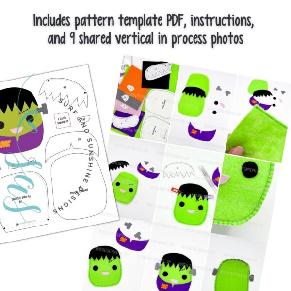 Felt Frankenstein Pouch Craft Set 2 *reserved for Dawn* - Surf and Sunshine Designs